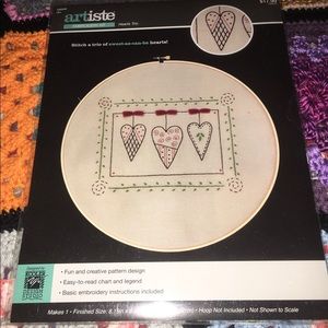 Artiste New Embroidery kit Hearts Trio  8.19” by 6.15”